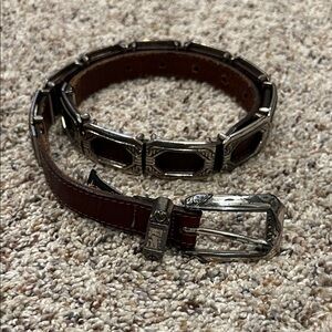 Brighton Brown Leather Belt with Silver Buckle